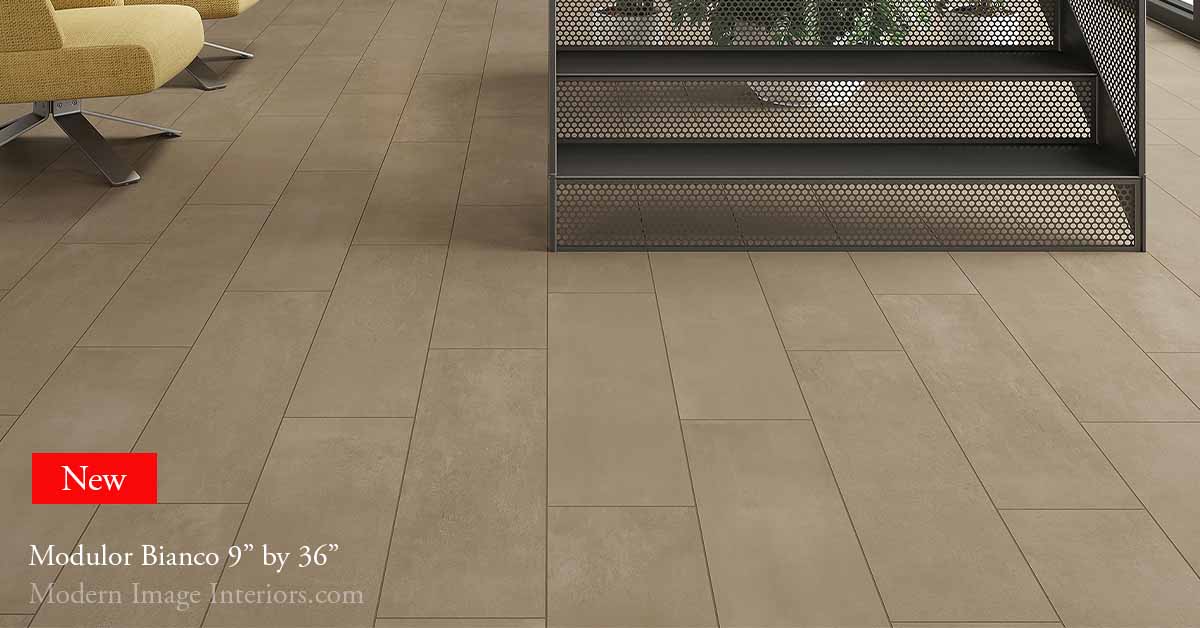 Modulor WoodLook Tile Plank 9 by 36 Bianco Color